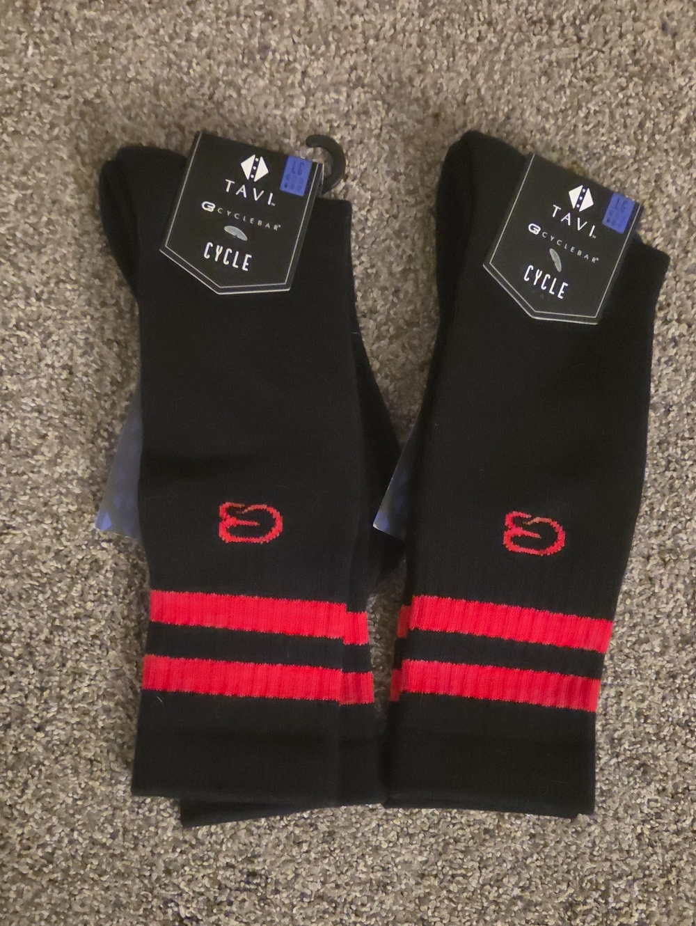 Tavi Cyclebar Kai Gripless Black Crew Socks Size Large Mens 10-12 Wom 11-13 NWT